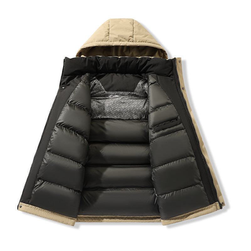 Herren wattierte Kapuzen-Winterjacke mit winddichter Außenhülle, gesteppter Thermofütterung und multifunktionalen Taschen Drune