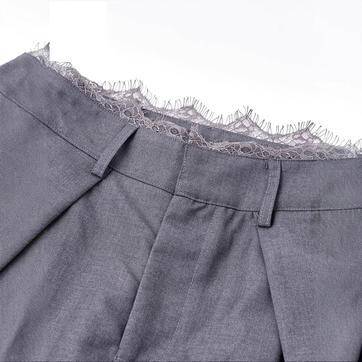 Damen Stylische High-Waist-Hose mit dekorativem Bund Drune