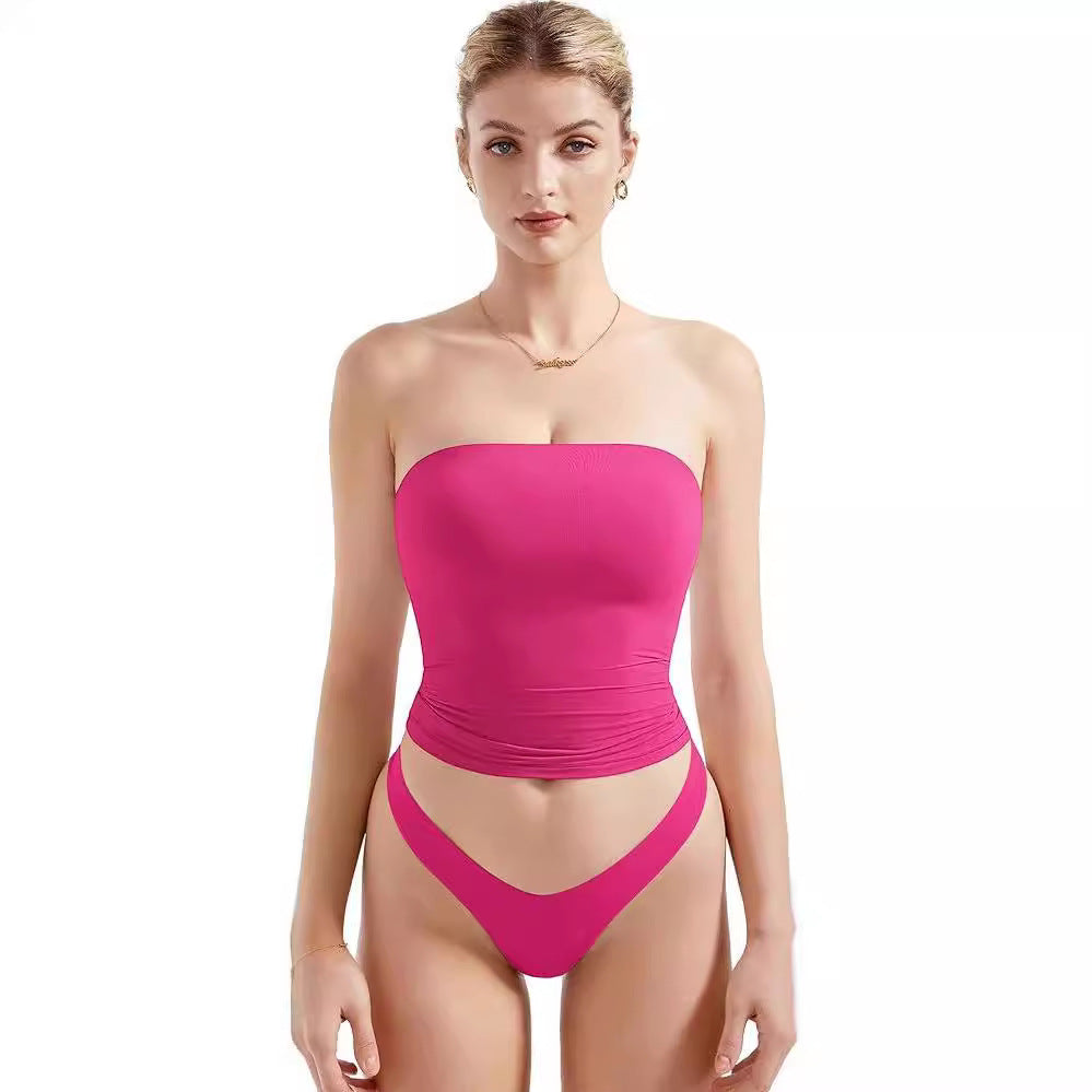 Damen Bandeau Bikini-Set mit modischem High-Waist-Schnitt Drune