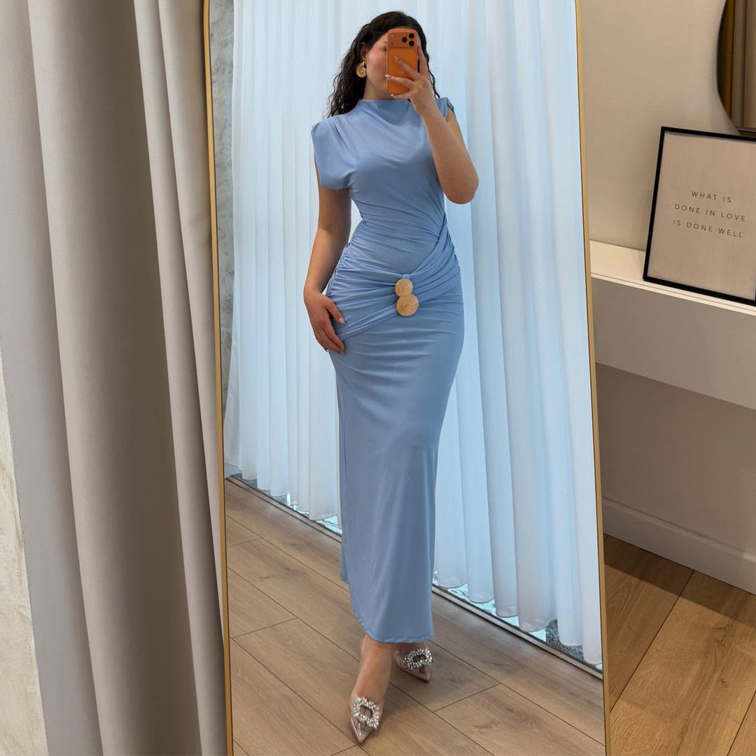 Damen Maxikleid mit raffiniertem Wickeleffekt und schmalem Schnitt Drune