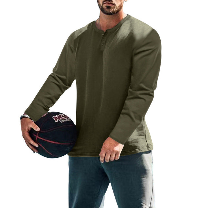 Herren langärmliges Henley-Shirt mit strukturiertem Stoff und praktischen Knopfdetails Drune