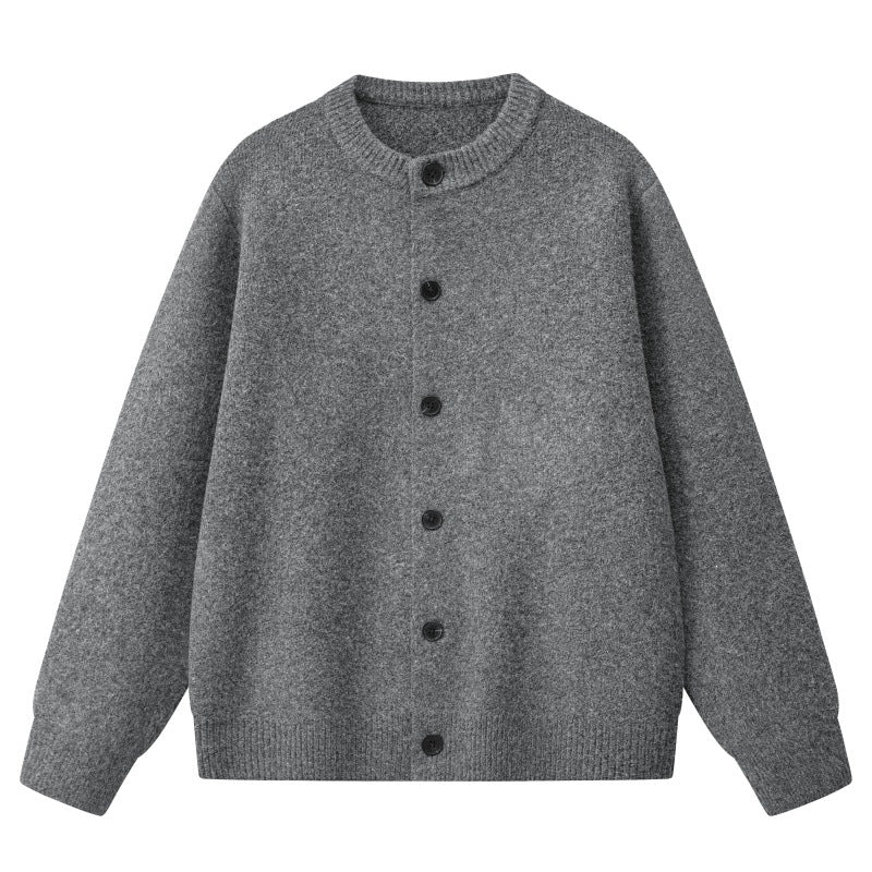 Damen Oversize Strickjacke im Bomberstil mit Rundhals, geripptem Saum & Ballonärmeln Drune