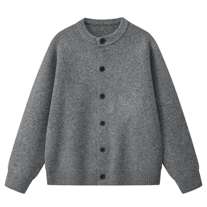 Damen Oversize Strickjacke im Bomberstil mit Rundhals, geripptem Saum & Ballonärmeln Drune