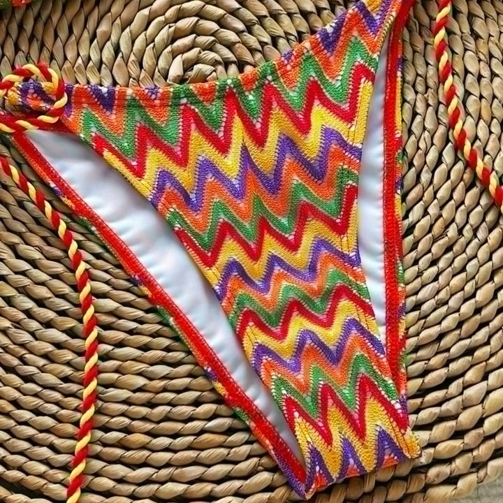 Damen Triangel-Bikini mit auffälligem Wellenmuster Drune