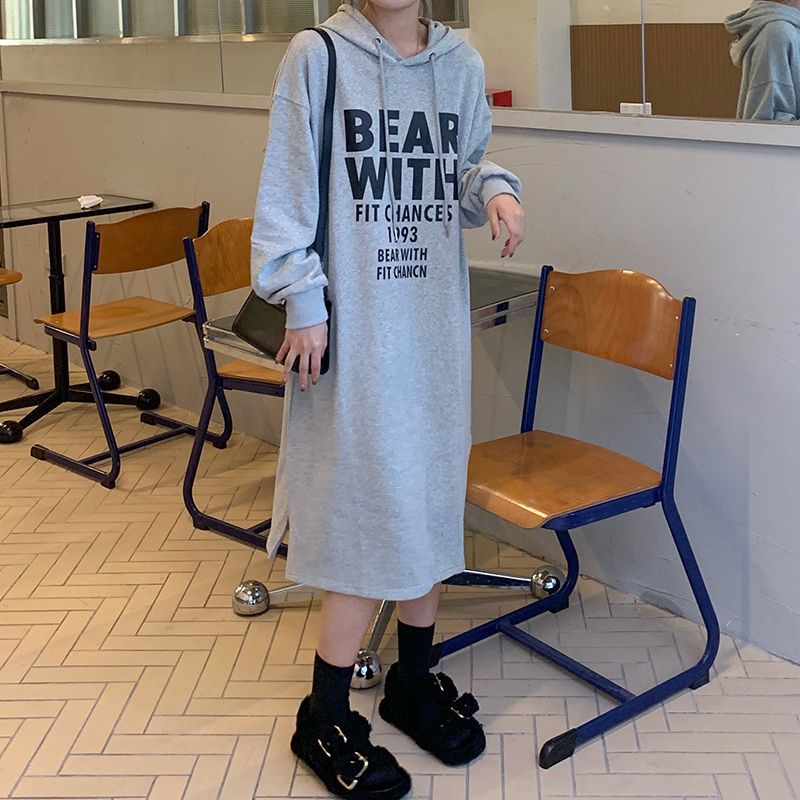 Damen Kapuzenkleid mit lässigem Schnitt und modischem Grafikdesign Drune
