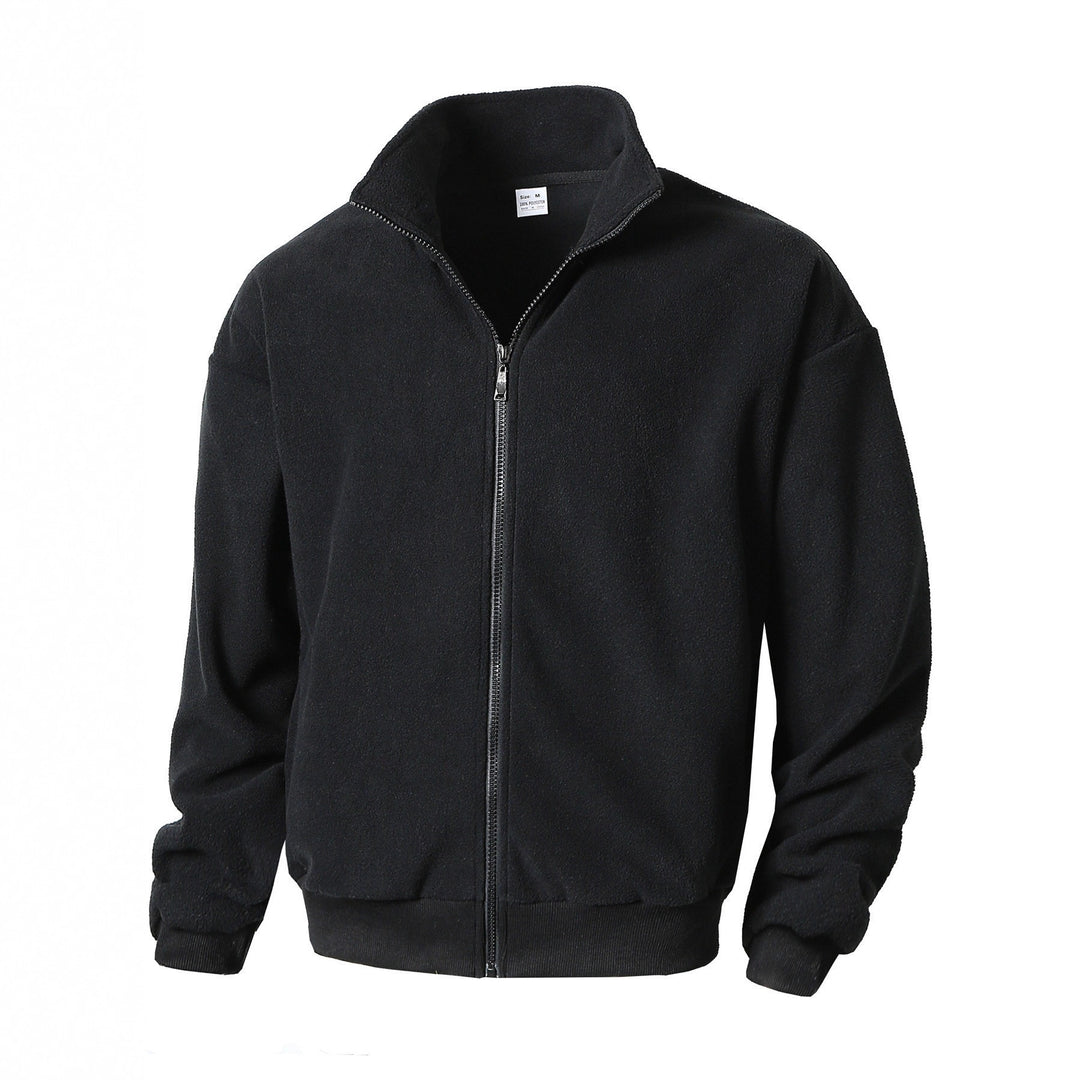 Herren Zip-Fleecejacke mit Stehkragen, durchgehendem Reißverschluss und gerippten Bündchen Drune