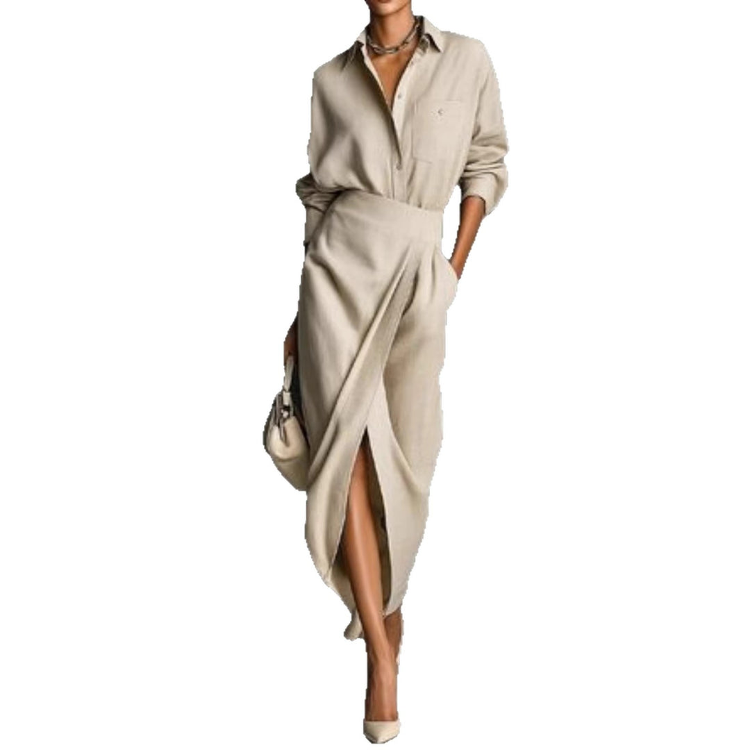 Damen Maxikleid mit asymmetrischem Schnitt und eleganten Falten Drune