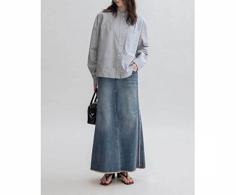 Damen Lässige Jeansmaxikleid Drune