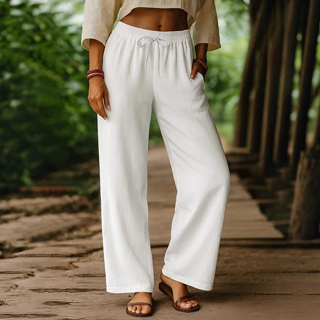 Damen Luftige Freizeithose mit weitem Schnitt und elastischem Bund Drune