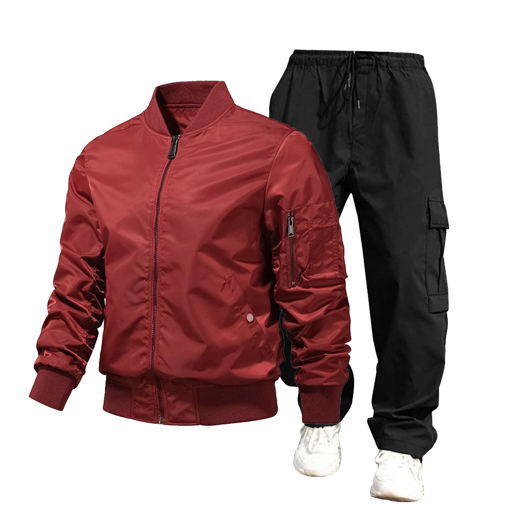 Herren urbane Bomberjacke und Cargo-Hosen Set Drune