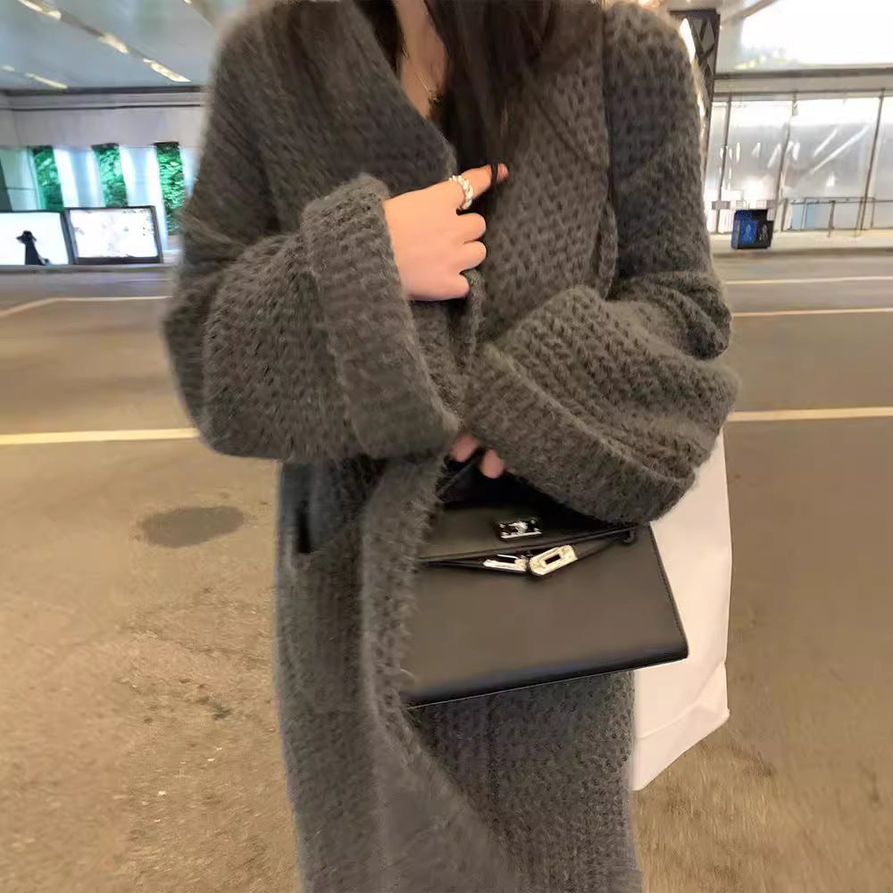 Damen Lässiger Strickmantel mit offenen Fronten und Taschen Drune