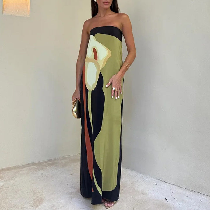 Damen Maxi-Kleid im modernen Kunststil Drune