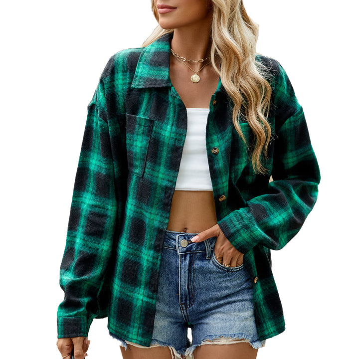 Damen Karierte Overshirtjacke mit lässigem Schnitt und praktischen Taschen Drune