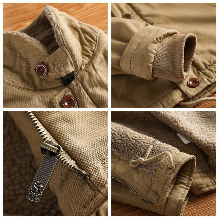 Herren nan militärisch inspirierte Canvasjacke mit Teddykragen, isolierender Innenlage und Kordelzug Drune