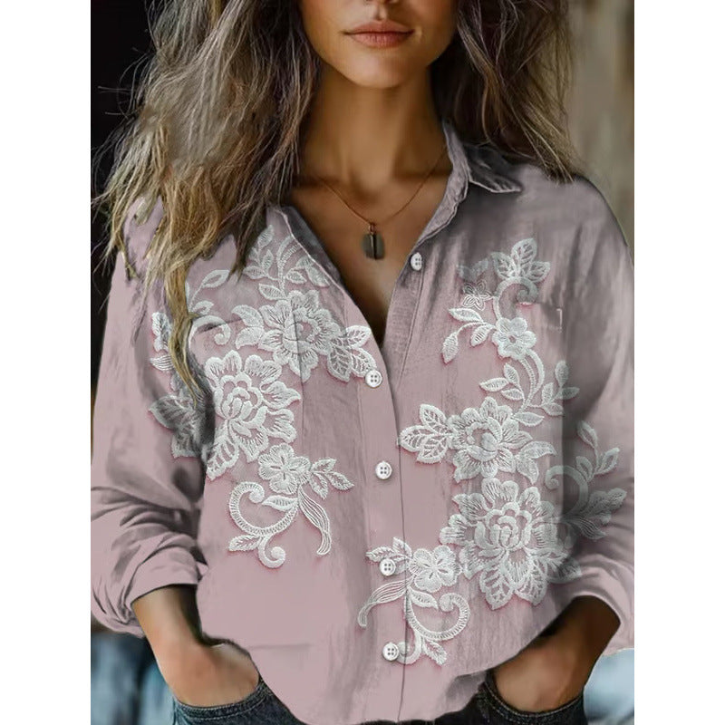 Damen Modische Bluse mit Paisleymuster Drune