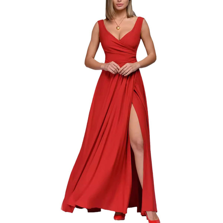 Damen Maxikleid mit fließendem Schnitt und eleganten Drapierungen Drune