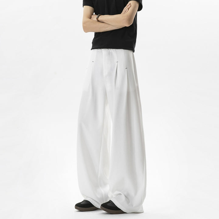 Herren Weite Leinenhose mit hoher Taille, Bundfalte & relaxed Silhouette Drune