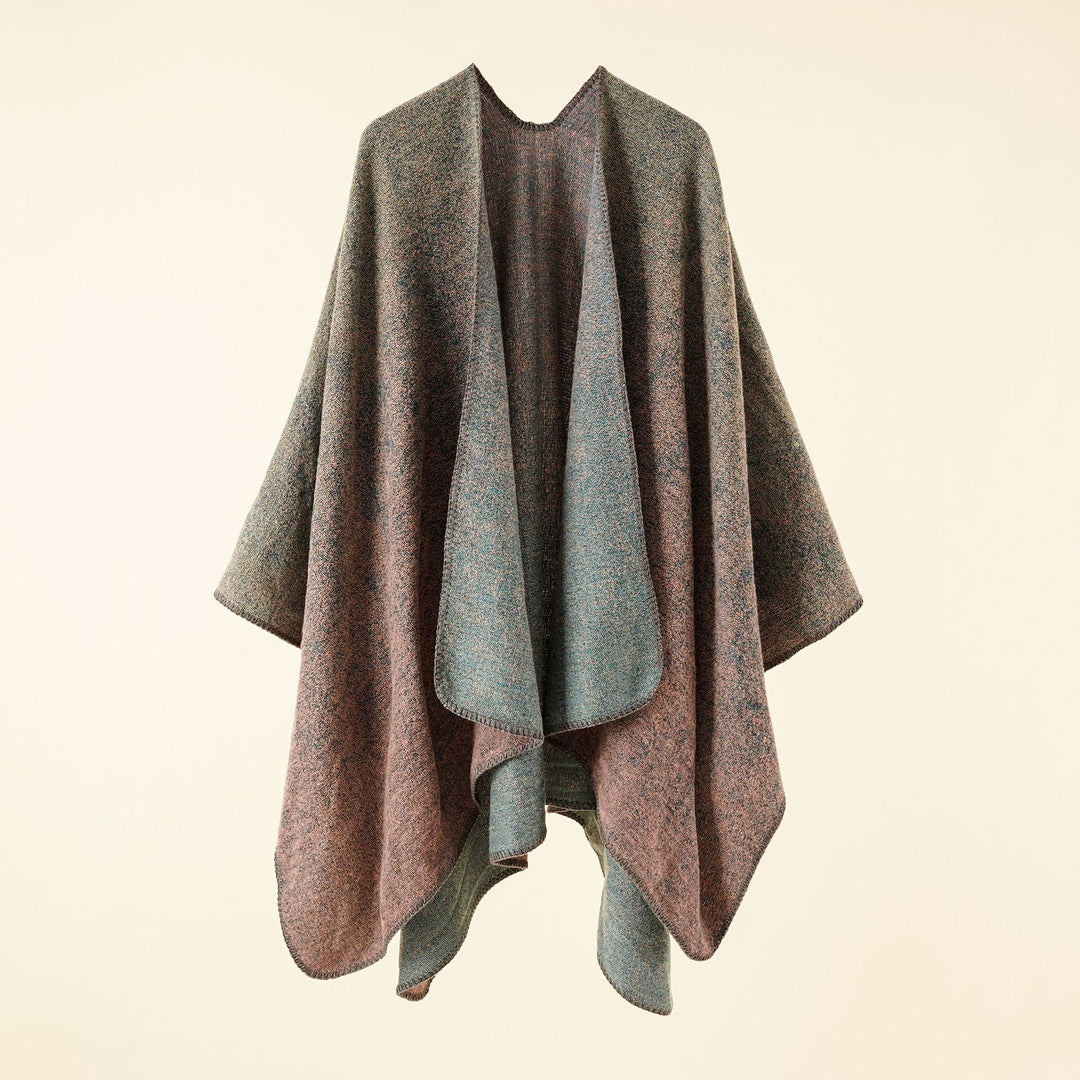 Damen Strickponcho im Paisley-Jacquard mit offener Vorderseite Drune