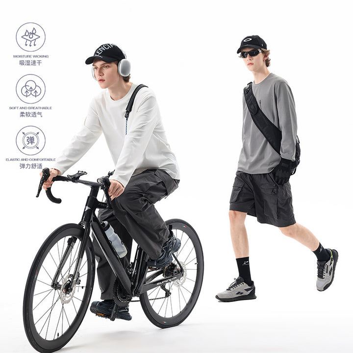 Herren Oversized-Langarmshirt mit Brustreißverschluss und Relaxed-Fit Drune