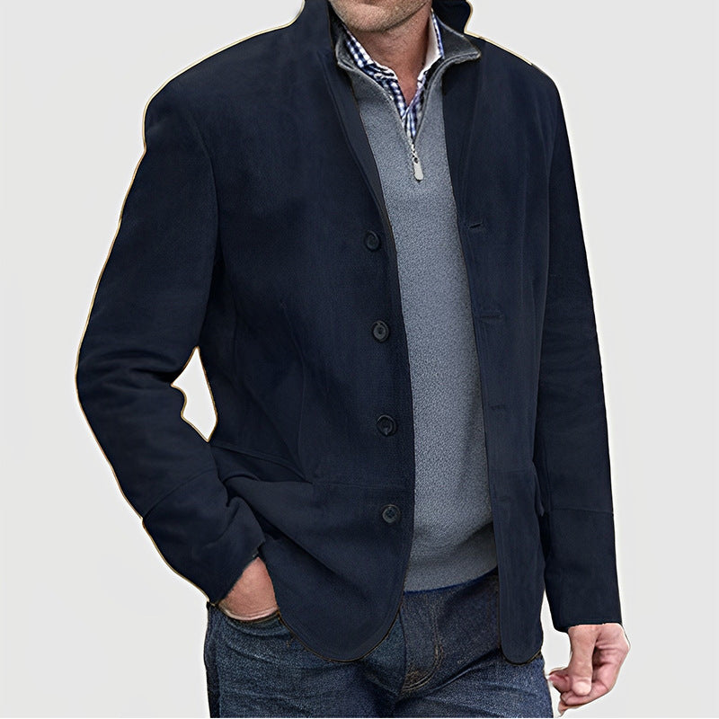 Herren Sakkojacke aus Wildlederoptik mit Stehkragen Drune