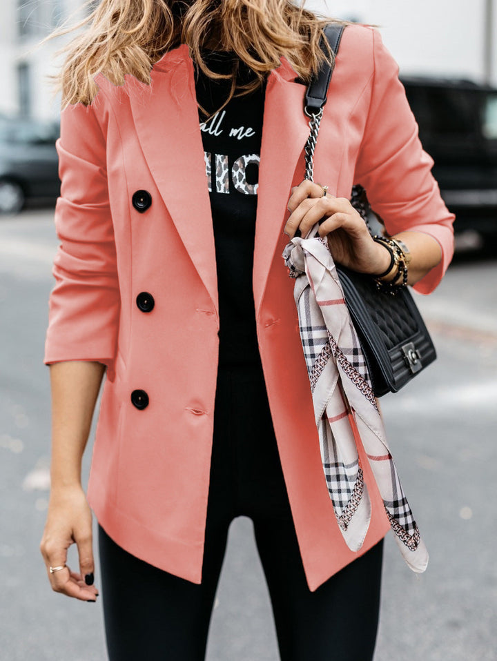 Damen eleganter taillierter Blazer mit doppelter Knopfleiste Drune