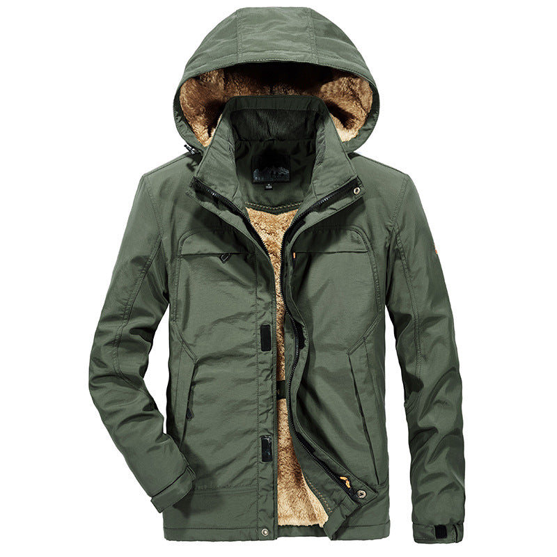 Herren Warme Gefütterte Winterjacke mit Kapuze und Teddyfutter Drune