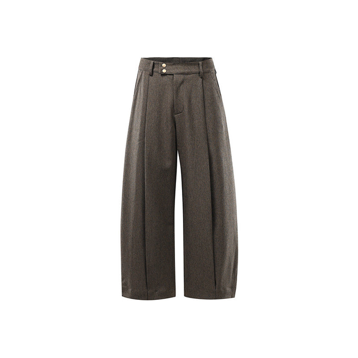 Damen Hochtaillierte Culotte-Hose mit Mittelnaht, Bügelfalte und Doppelknopfbund Drune