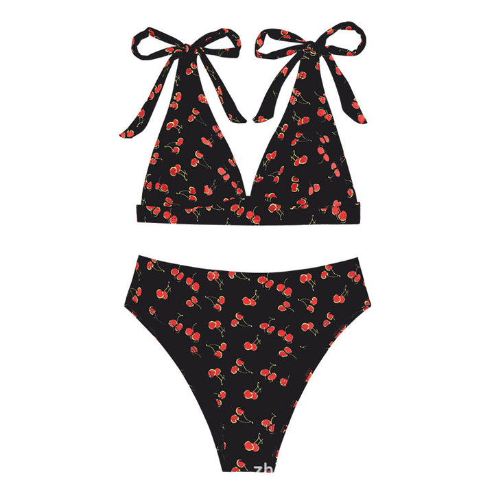 Damen Triangel-Bikini mit verspieltem Kirschmotiv Drune