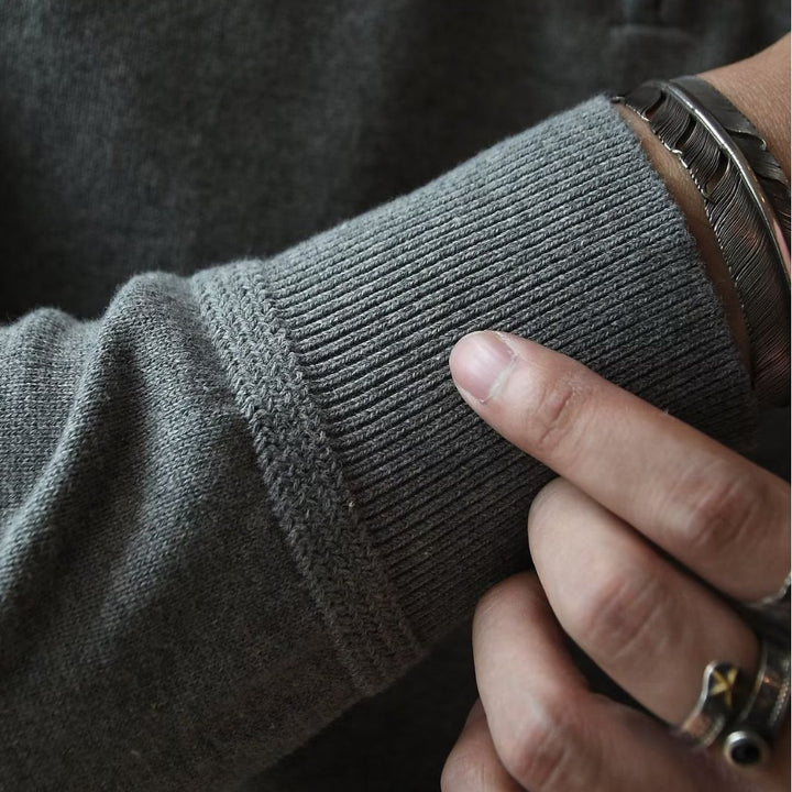 Herren Strickpullover mit kurzem Reißverschluss und sportlichem Stehkragen Drune