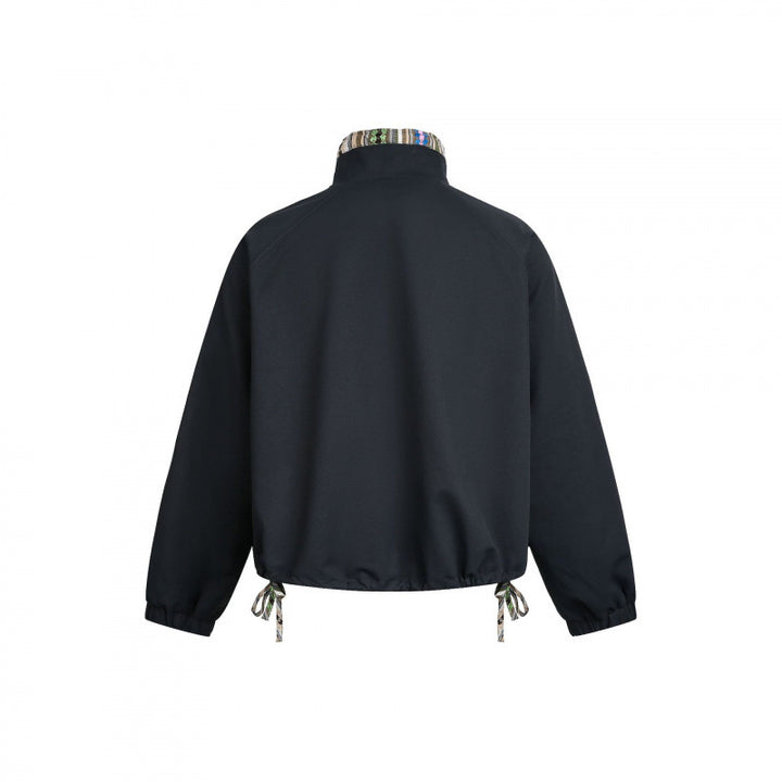 Damen Kurztaillierte Bomberjacke mit Stehkragen und gemustertem Innenfutter Drune