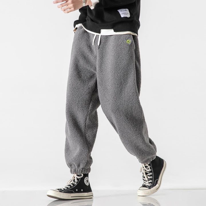 Herren Teddy-Fleece-Jogginghose mit elastischem Bund, Kordelzug und Bündchen Drune
