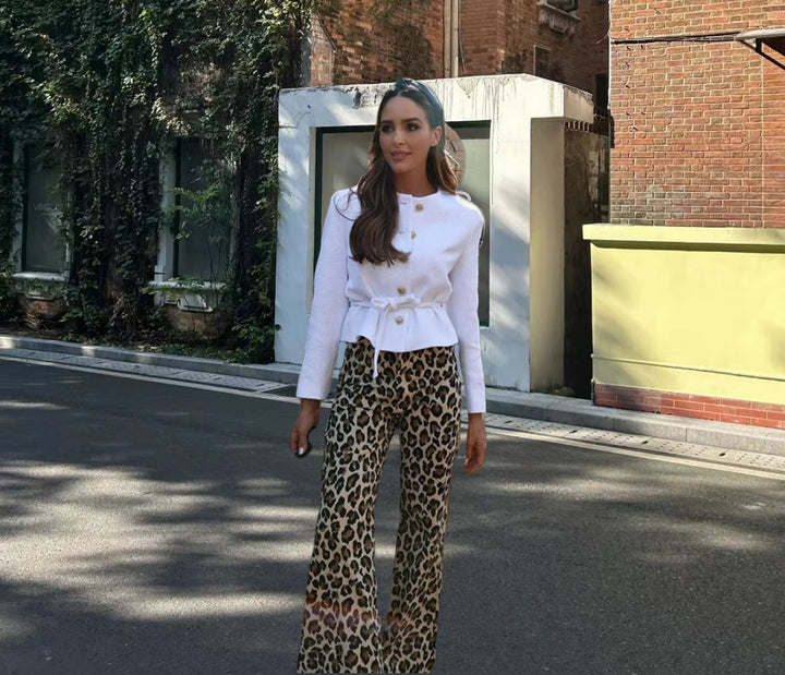 Damen modische Stoffhose mit animalischem Muster Drune