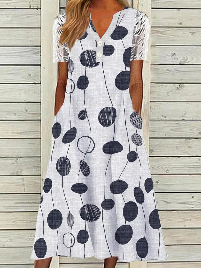 Damen Maxi-Kleid mit floralem Design und praktischem Knopfverschluss Drune
