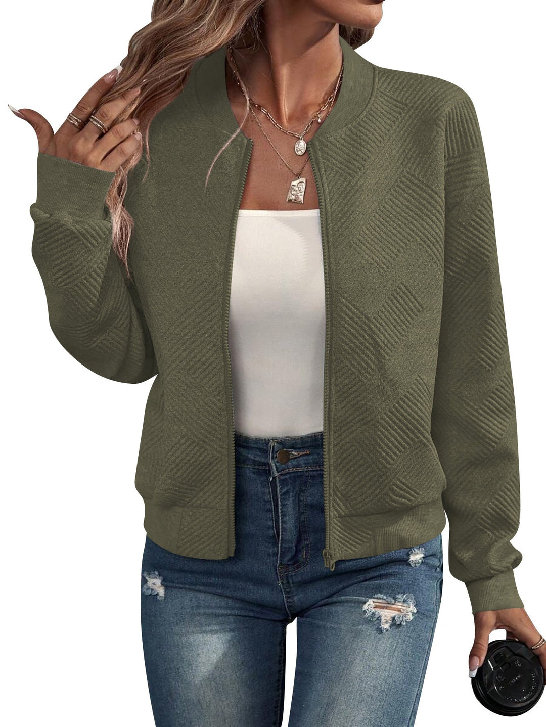 Damen Modejacke mit floralen Spitzeneinsätzen Drune