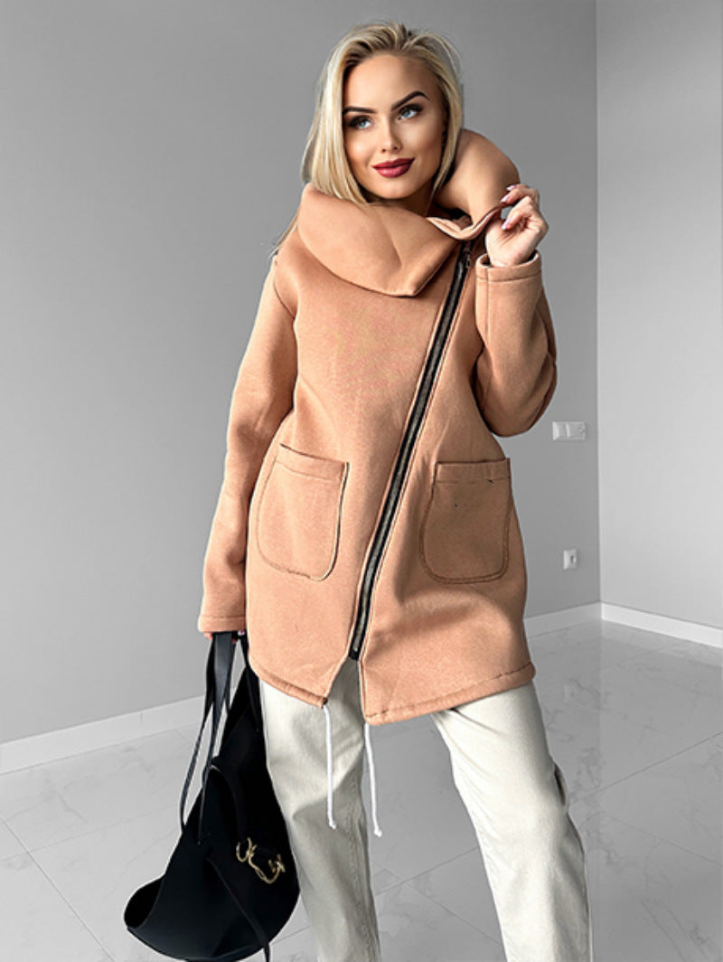 Drune | Reißverschluss Revers Mid Length Fleece Sweatshirt Jacke