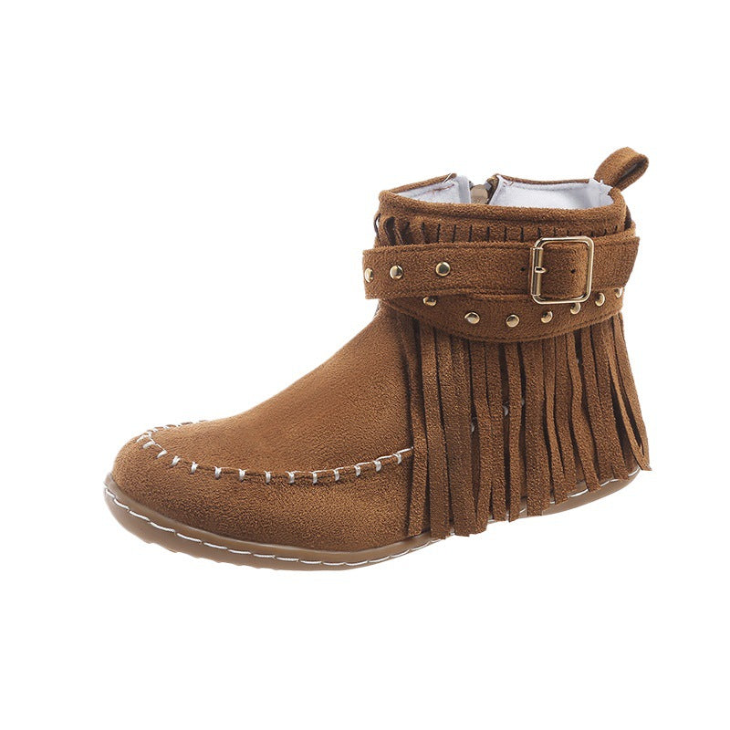 Damen modische Stiefeletten mit Fransen und Nieten Drune