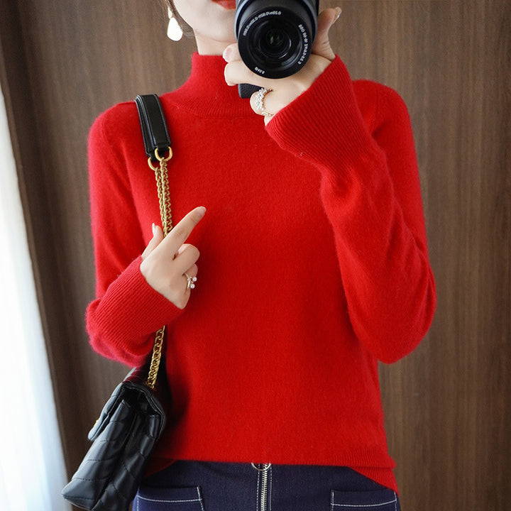 Damen Mockneck-Pullover aus flauschigem Angora-Mix mit legerer Ballonärmel-Silhouette Drune