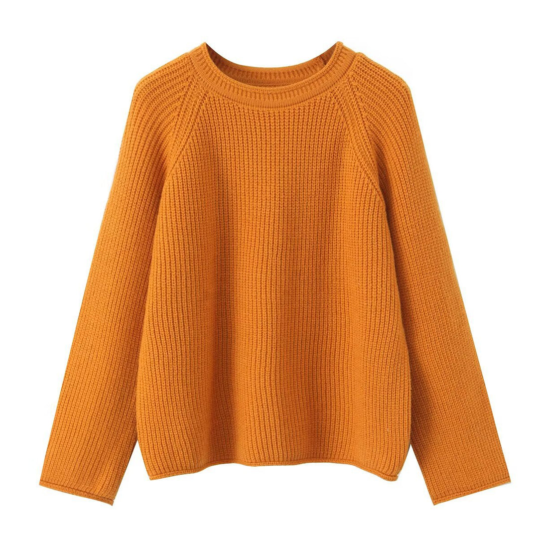 Damen Grobgestrickter Rundhals-Pullover mit Raglanärmeln Drune