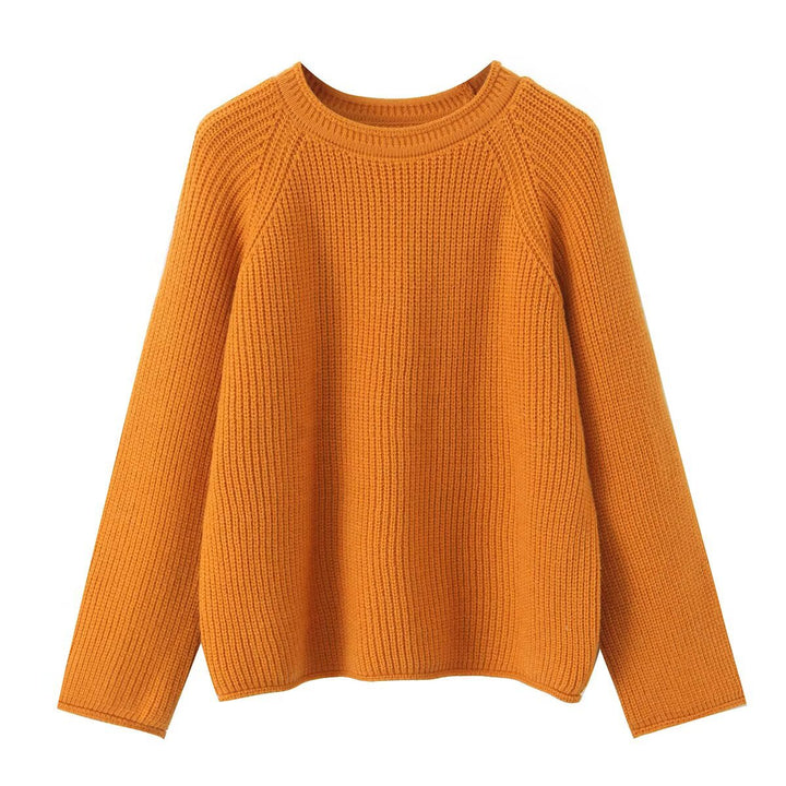 Damen Grobgestrickter Rundhals-Pullover mit Raglanärmeln Drune