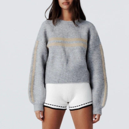 Damen lässiger Sweater mit Streifenmuster und weitem Schnitt Drune