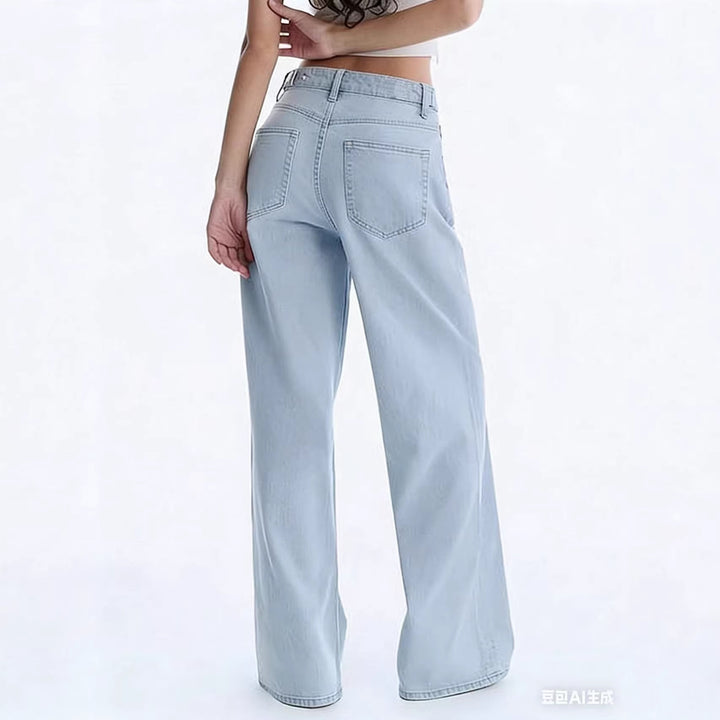 Damen Weite High-Waist-Hose mit fließendem Beinschnitt Drune