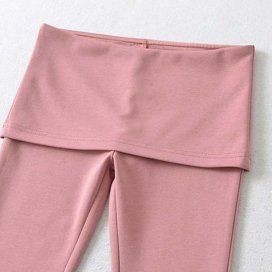 Damen Hochtaillierte Schlaghose mit Umschlagbund aus Stretch-Jersey Drune