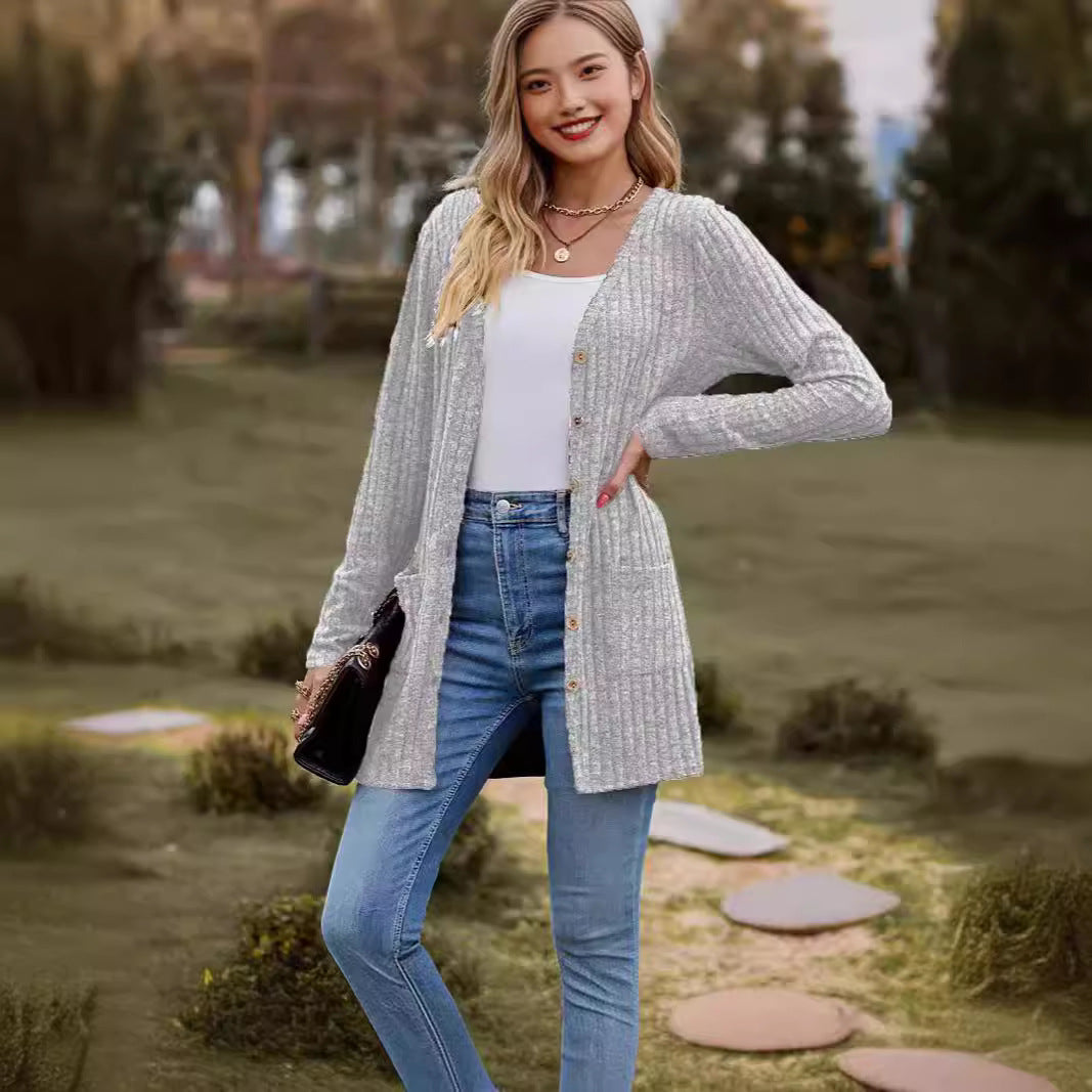 Damen Strickjacke mit Knopfleiste und praktischen Taschen Drune