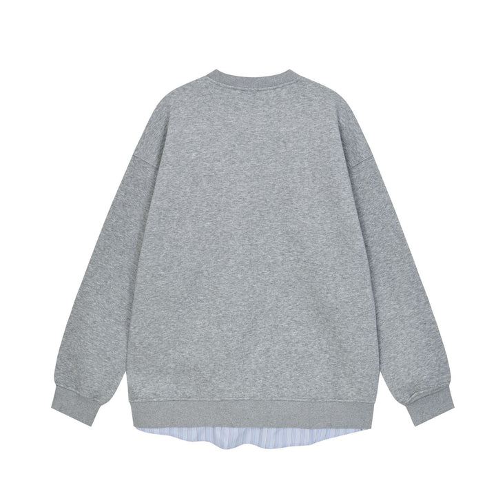 Damen Lässiges Oversize-Sweatshirt mit eingearbeitetem Hemd-Detail und Front-Öffnung Drune
