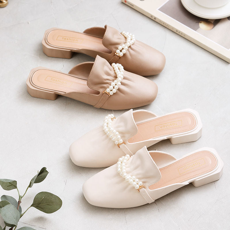 Damen Elegante Mules mit perlenverziertem Design und komfortablem Fußbett Drune