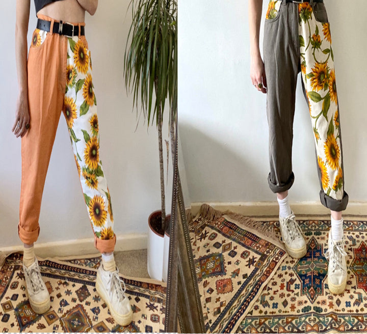 Damen lockere Sommerhose im modischen Blumenprint und elastischem Bund Drune