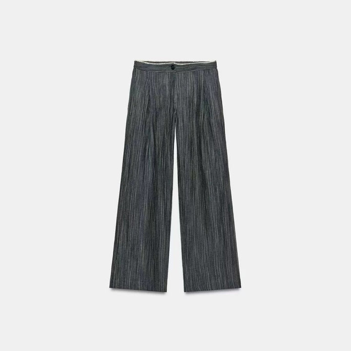 Damen Weit geschnittene Marlenehose mit Bügelfalte und feinem Nadelstreifen Drune