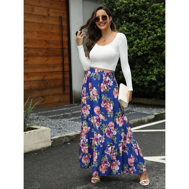 Damen Floral Maxi Rock Drune