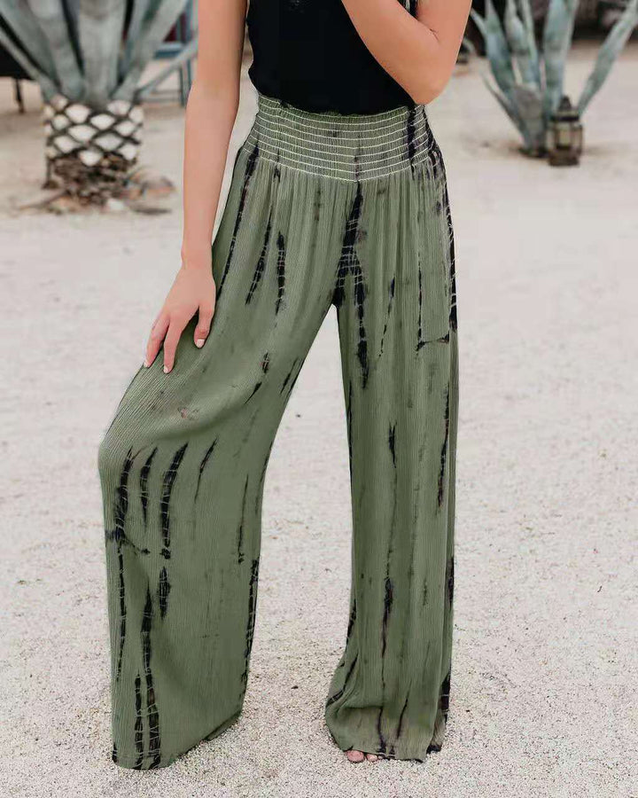 Damen elegante weite Pluderhose mit tiefem Bund und grafischem Druck Drune