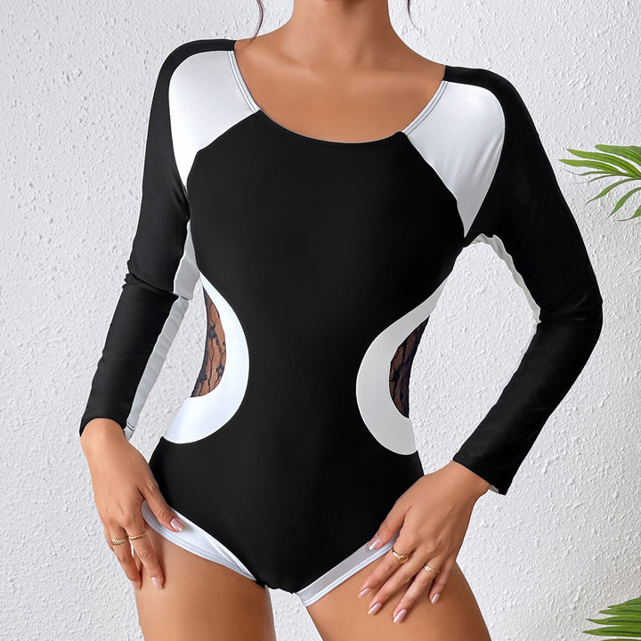 Damen Sportlicher Langarm Badeanzug Drune